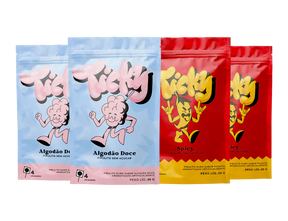 Pirulito Zero Açúcar - Mix (Algodão Doce e Spicy) - Pack 4 Pouches (16 Unidades)