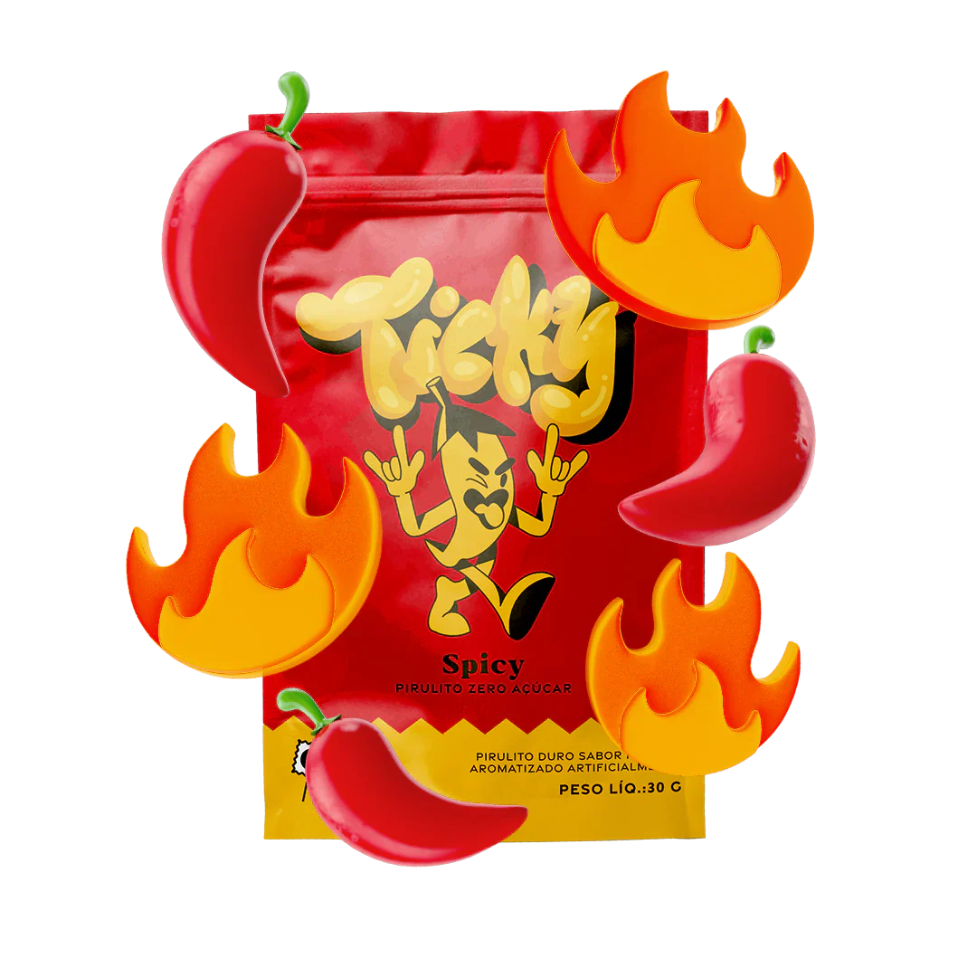 Pirulito Zero Açúcar - Mix (Algodão Doce e Spicy) - Pack 4 Pouches (16 Unidades)