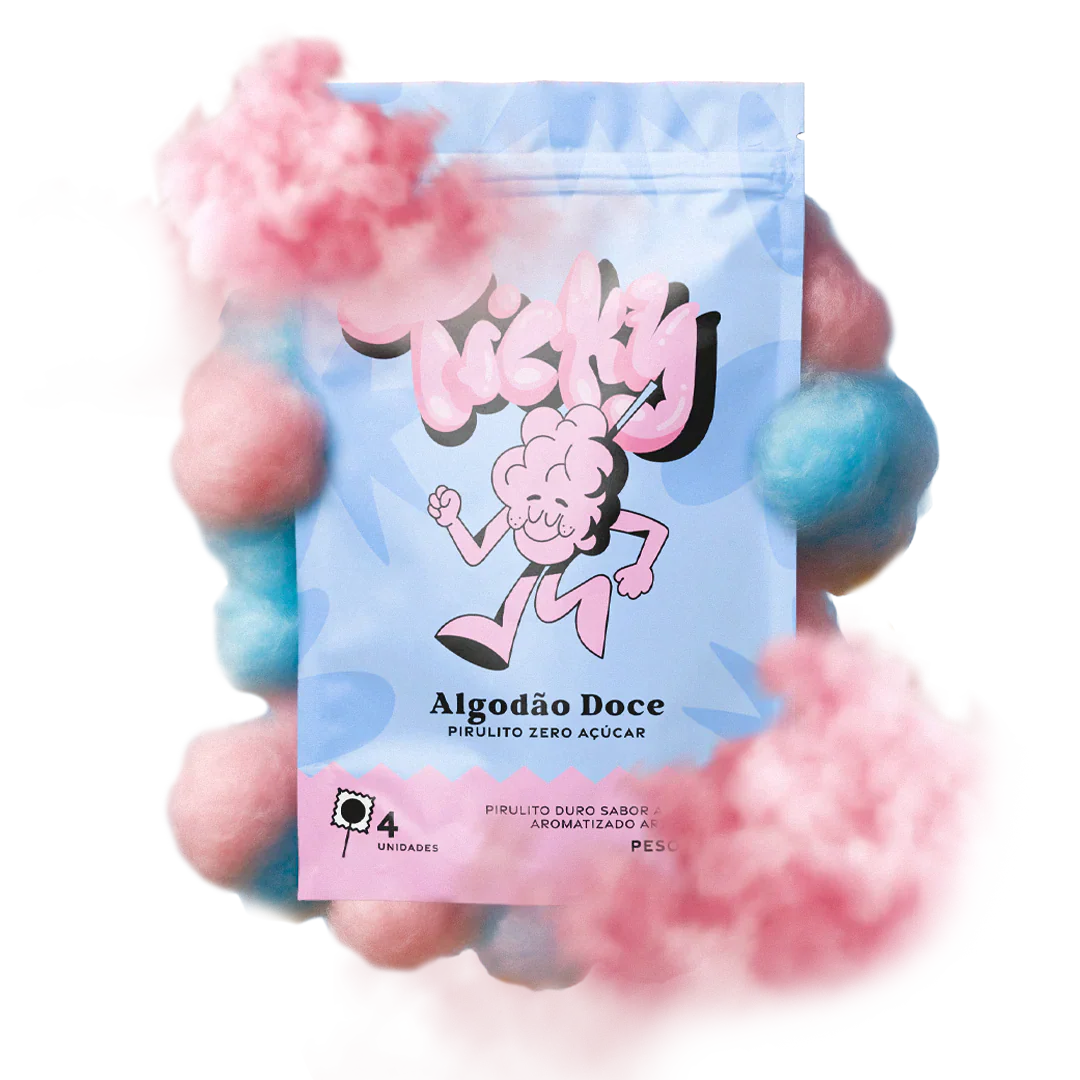 Pirulito Zero Açúcar - Mix (Algodão Doce e Spicy) - Pack 4 Pouches (16 Unidades)