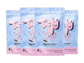 Pirulito Zero Açúcar - Sabor Algodão Doce - Pack 4 Pouches (16 Unidades)
